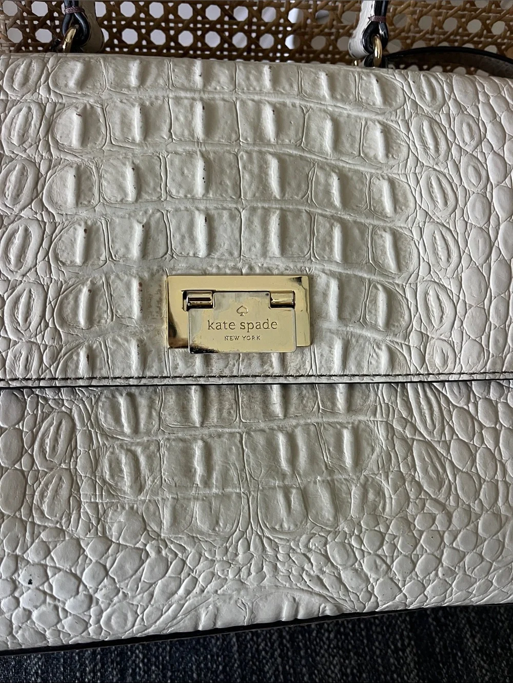 Kate Spade knightsbridge Doris gray crocodile embossed leather Crossbody